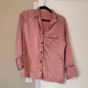 Pink bridesmaid Pajama set with Black Trim